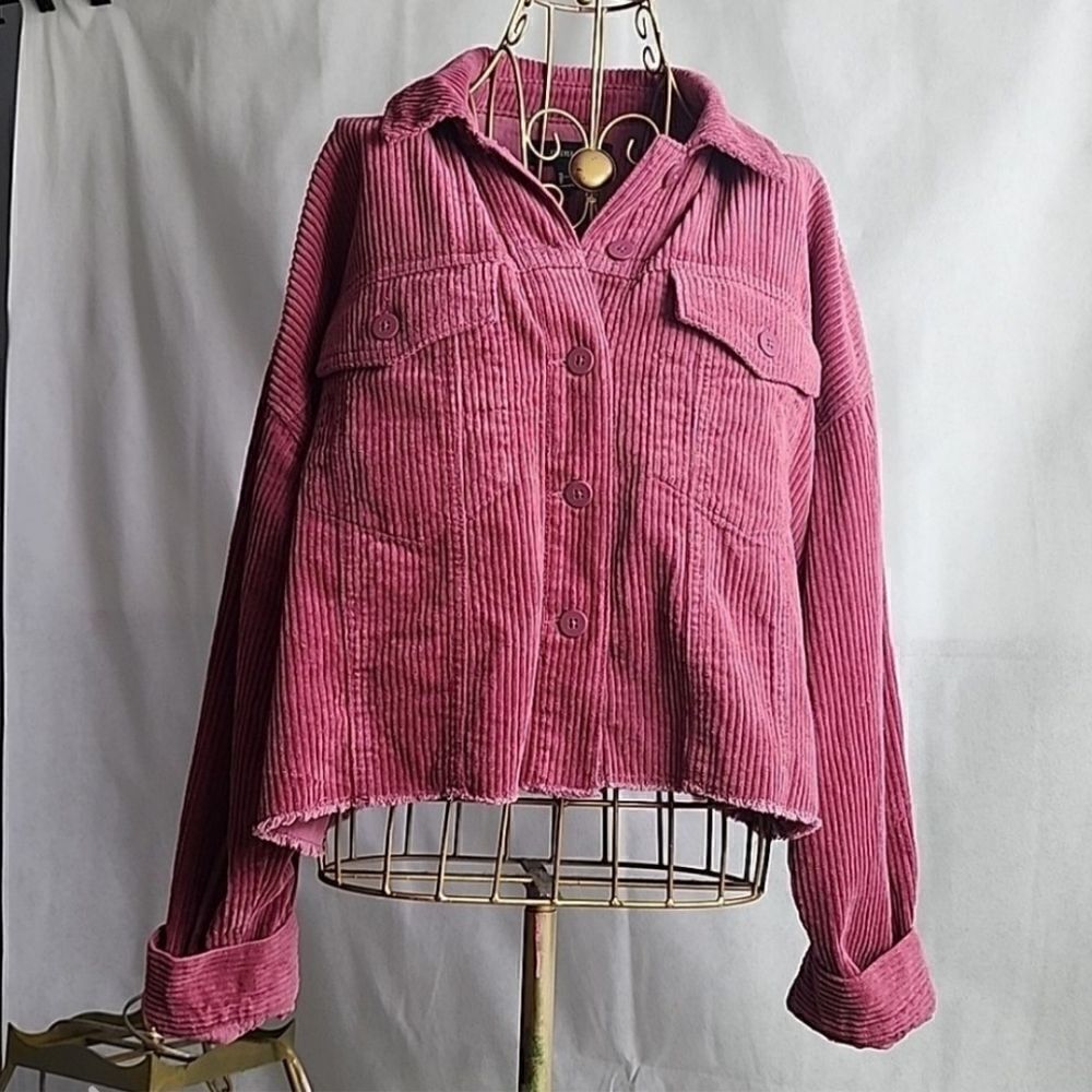 100% Cotton Corduroy Cropped Shacket